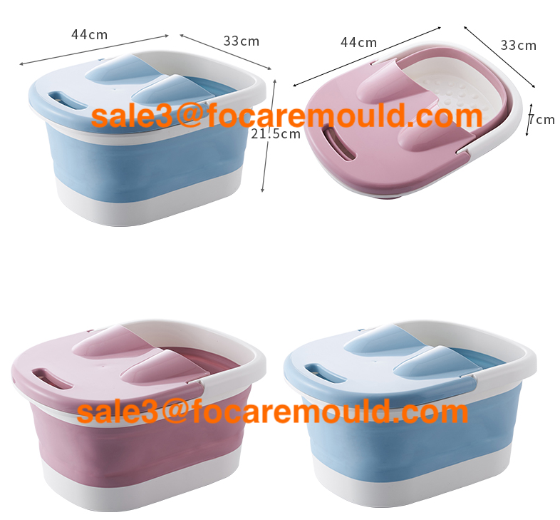Two-color collapsible foot bath bucket plastic injection mold