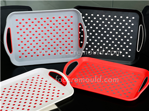 Two-color plastic serving tray injection mold