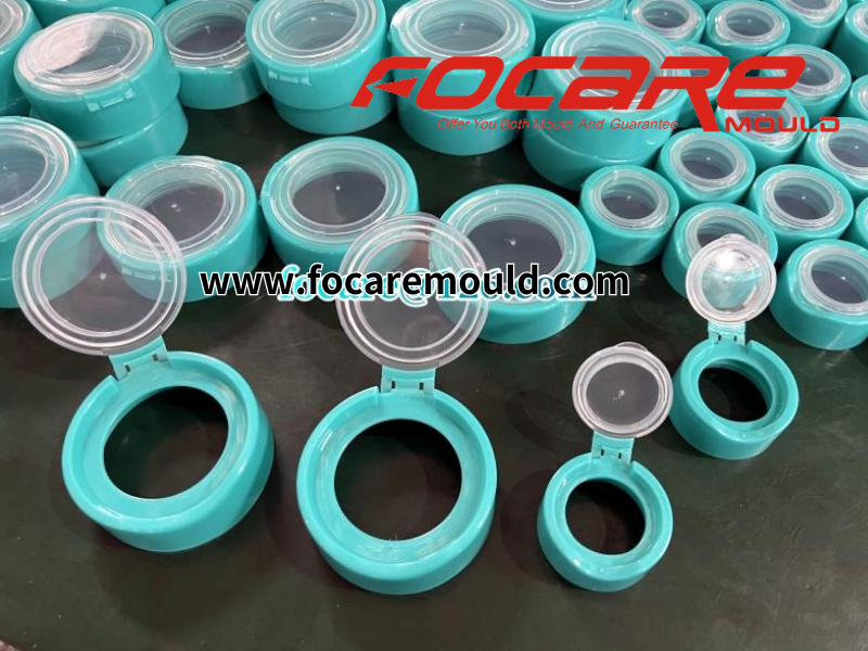 Two color jar cap flip top lid injection mold