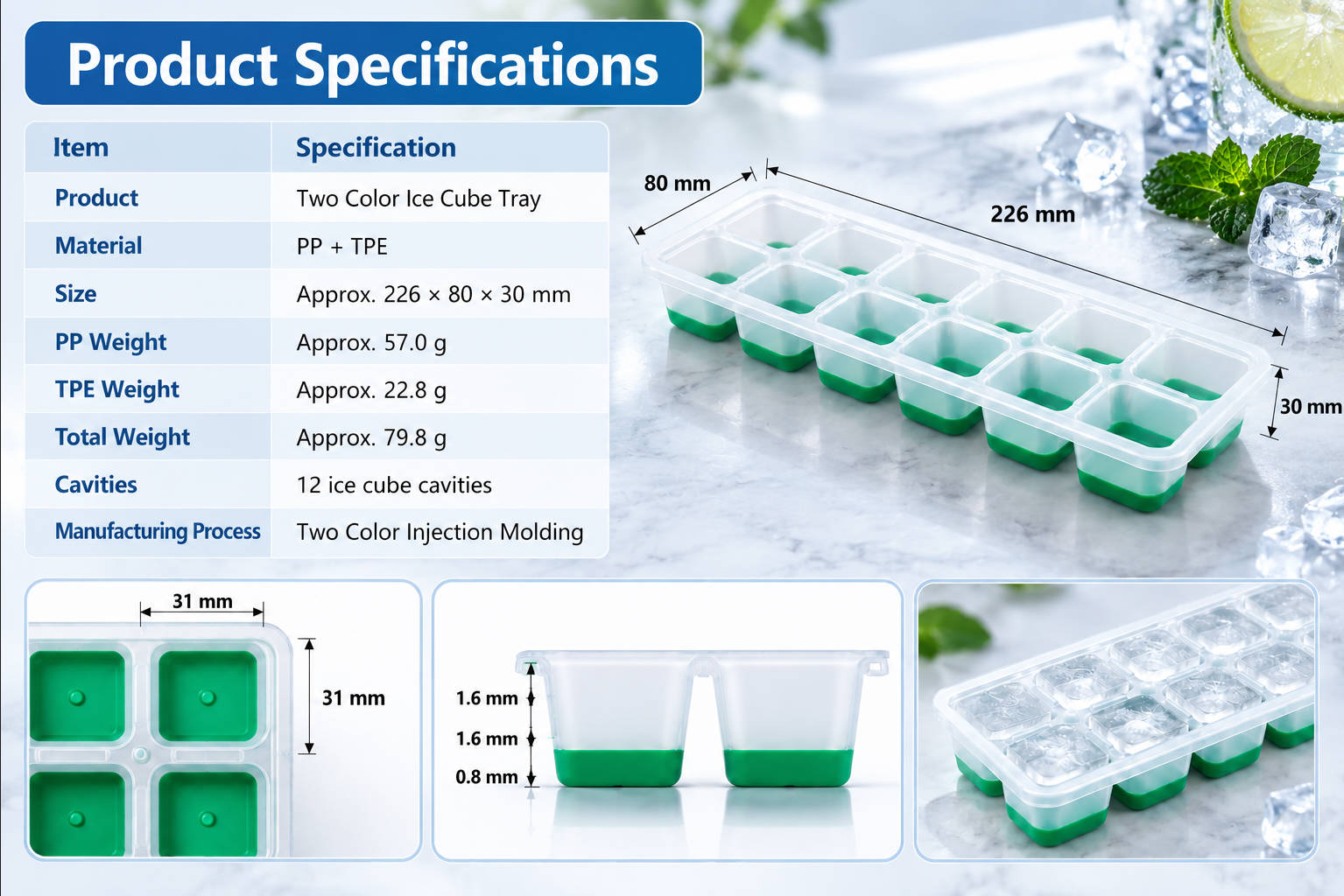 PP TPE ice cube tray