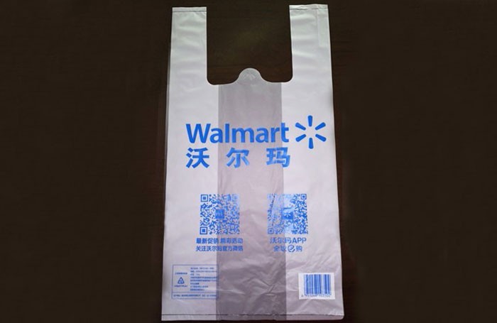Walmart in China widely use biodegradable shopping bag