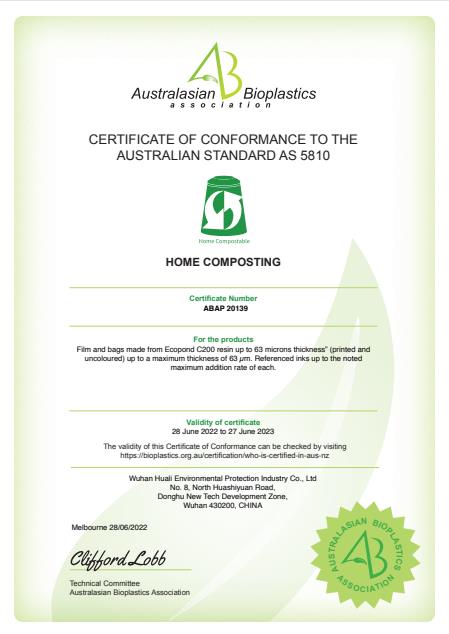 AS5810 home certificate for film and bags