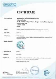 Compostable certificate for mailer bag
