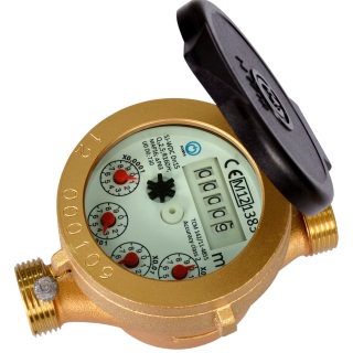 एकल जेट गीले प्रकार जल मीटर पीतल