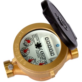 एकल जेट गीले प्रकार जल मीटर पीतल