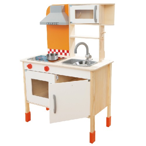 TopBright Pretend Play  Wooden Modern  Kitchen  Cabinet Set  