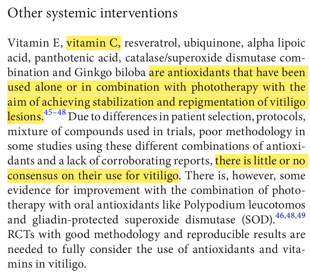 vitamin C and vitiligo