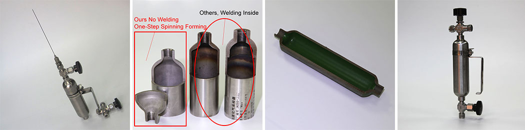 Steel cylinders for sampling liquefied petroleum gas