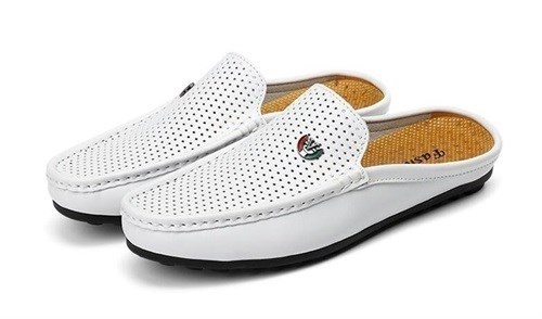 Chaussures en cuir semi-pantoufles pour hommes