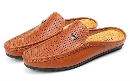 Chaussures en cuir semi-pantoufles pour hommes