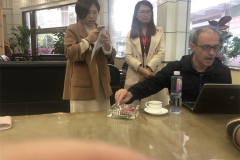 Our spain customer visit our factory to discuss the new work boot order and casual shoes