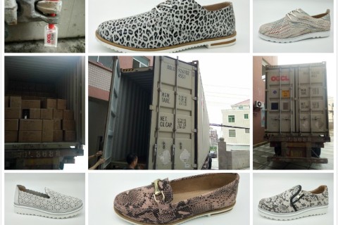 1x40 HQ container women leather shoes have finished stuffed