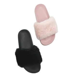 Sandales pour femmes en fourrure de renard, fourrure personnalisée est la bienvenue, en fourrure et semelle eva