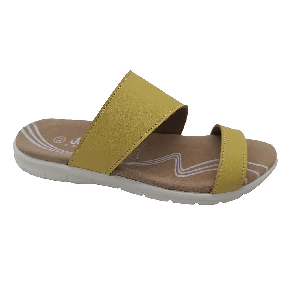 Women's leather slide sandal, pig skin footbed, comfortable