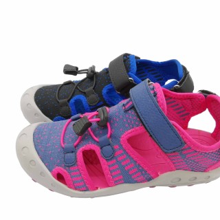 Dernières sandales pour enfants été 2021 avec tige en tricot et semelle extérieure en caoutchouc