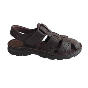 Men's leather sandals, full grain leather and pu outsole