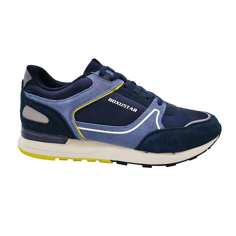Men's running shoes with cccow suede/mesh upper and EV/rubber/TPU outsole, flexbile and non-slip
