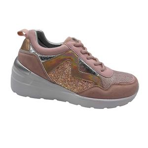 Fall 2021 Women's Wedge Casual Shoes with synthetic upper and EVA outsole; lightweight & fashion, pink & black color