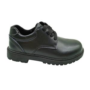 black school shoes with leather upper and TPR outsole
