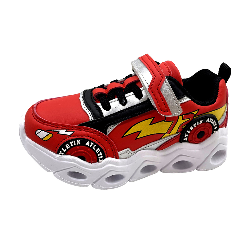 Kids School Shoes with hook & loop design, breathable and comfortable (Red)