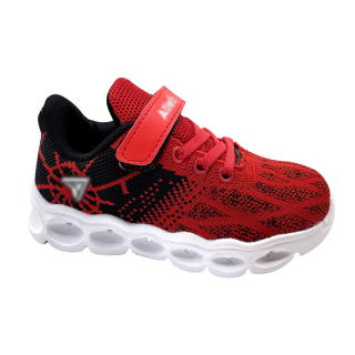 Chaussures d'école pour enfants avec crochet et boucle, respirantes et confortables (rouge)