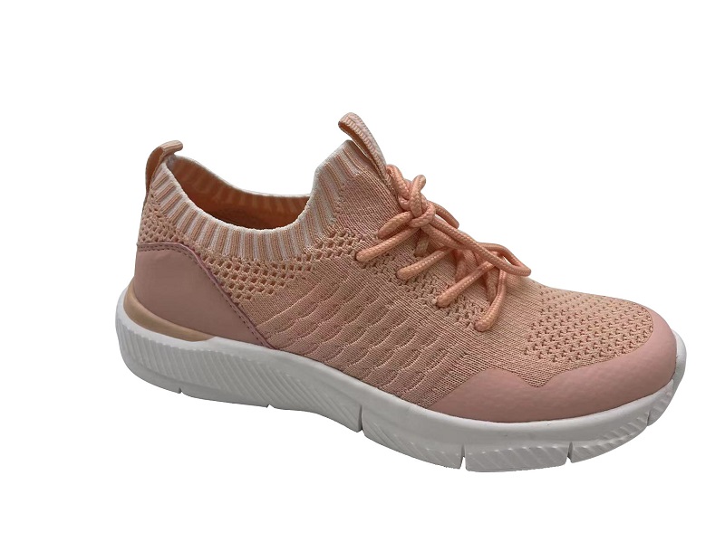 Women's fashion sneaker, with flyknit pu upper and eva outsole, light weight and comfortable