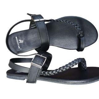 Modische Flachfeder-Sandale für Damen mit Synthetik-Obermaterial und TPR-Laufsohle