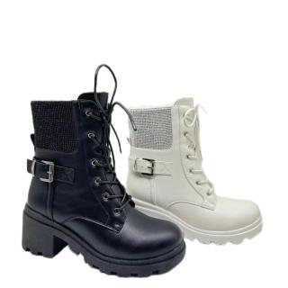 Wholesale Women Boots Solid Color Square Toe Chunky Heel Back Zipper Boots For Women Shoes