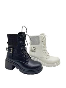 Wholesale Women Boots Solid Color Square Toe Chunky Heel Back Zipper Boots For Women Shoes