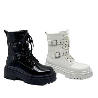 Wholesale Women Boot Solid Color Square Toe Chunky Heel Back Zipper Boots For Women Shoes