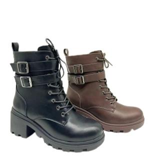 Fashion Women Ankle Botas Round British Style Thick Heeled Ankle boots winter new round toe chunky heel leather boots