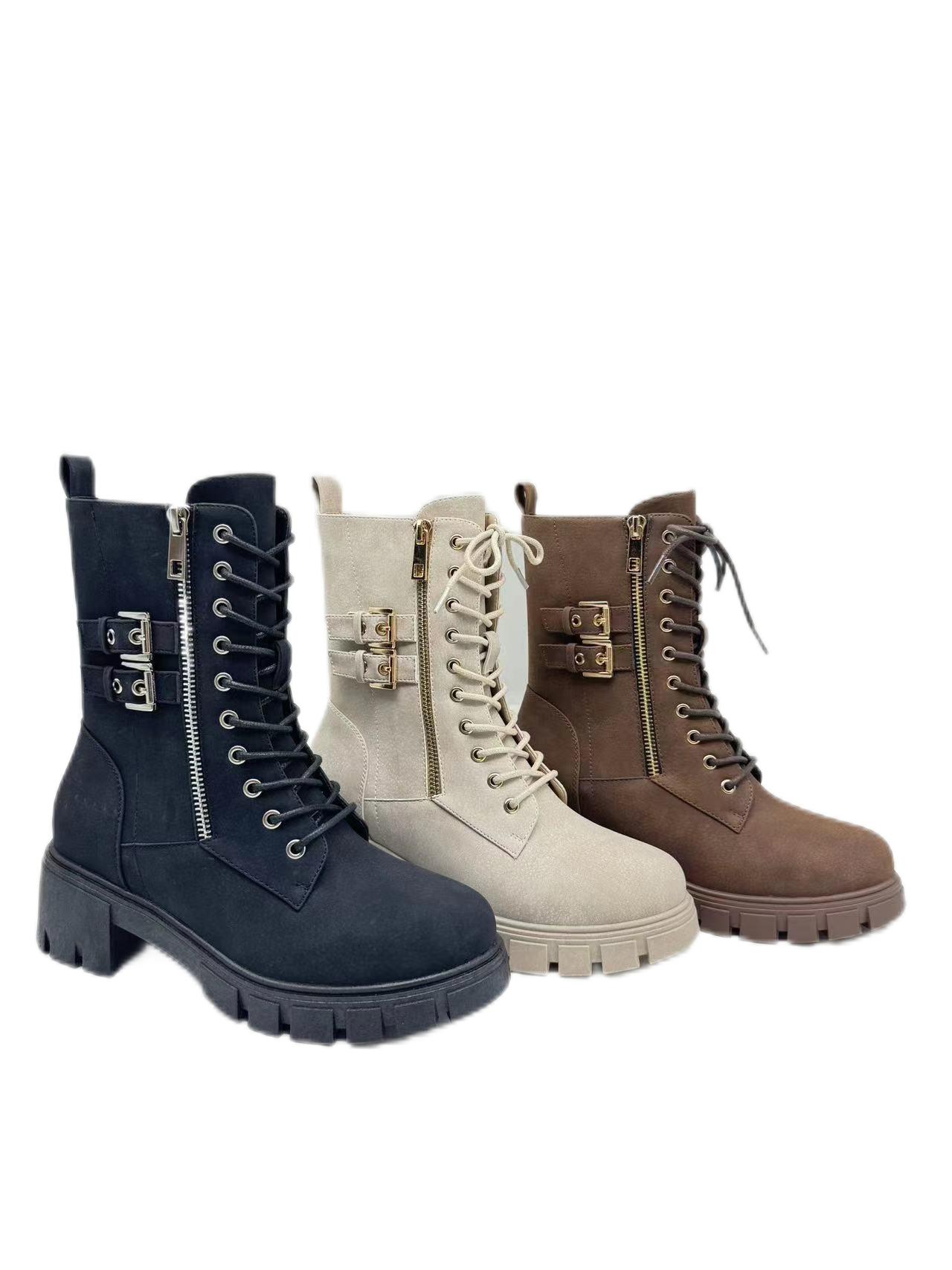 Wholesale Custom Logo Genuine Leather Women's Platform Fashion Designer Boots Chunky Ankle Boots