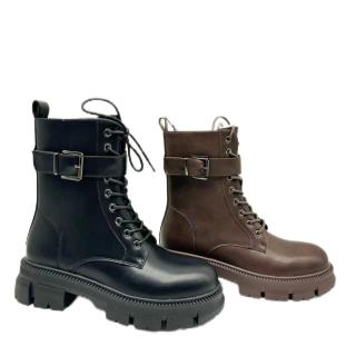 New Luxury Thick-soled Goat Suede Round Toe Casual Lady Boots Slip On Solid Black Mid Heel Women Ankle Boots