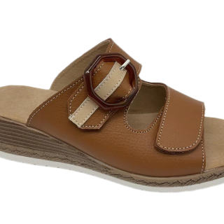 Wholesale new comfortable genuine leather sandals ladies PU upper fancy sandals for ladies