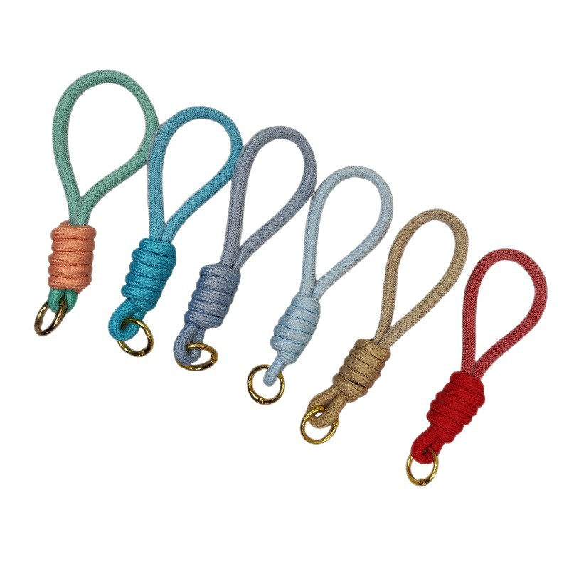 Rope keyachain hand made short lanyard strap for keys usb id badge phone customized color