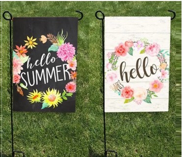 A bandeira feita sob encomenda do jardim sublimated bandeiras do jardim com grampo e rolha anti-vento