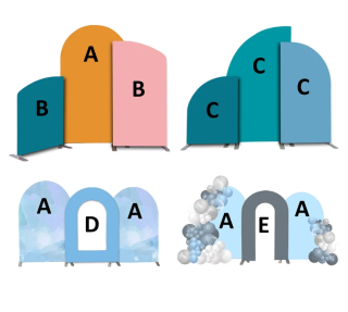 아치형 배경 스탠드, 양면 패브릭 배경이 있는 금속 아치 프레임