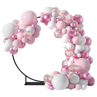 7피트(213cm) 원형 원형 웨딩 풍선 아치 금속 풍선 스탠드 흰색 배경 커버 파티 베이스 사진 벽 장식 장식