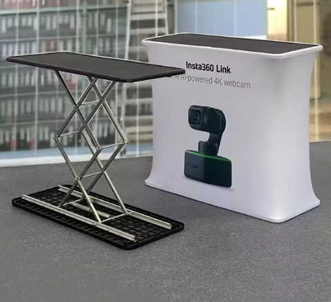 Automatic pop up promotion table with LED lights
