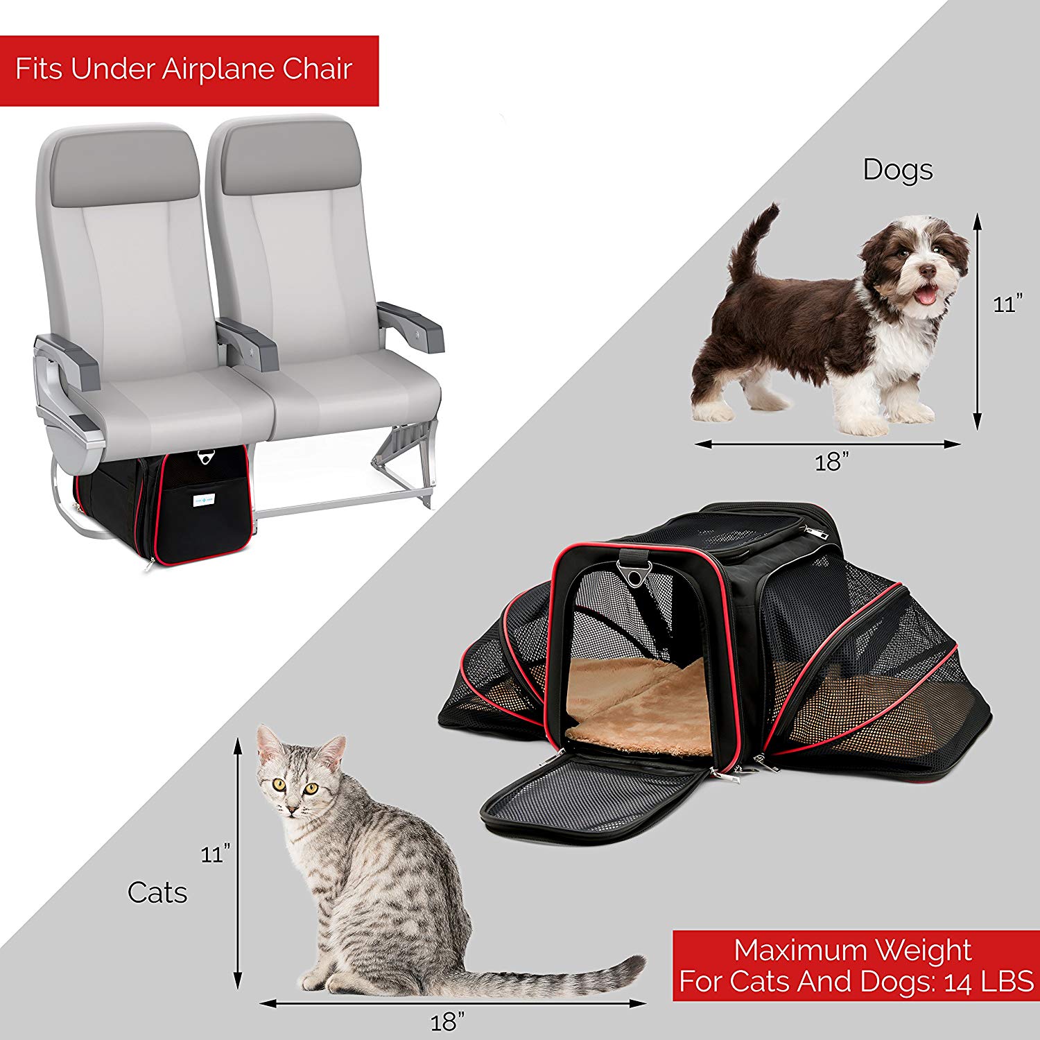 Airline Approved Carrier Bag,Comfy Carrier Tote for Pets,Pet carrier