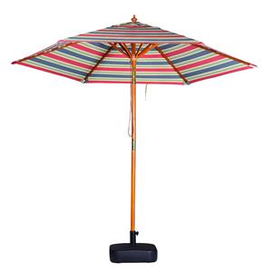 2.5M outdoor sun umbrella stripe design waterproof wood patio umbrella with tilt