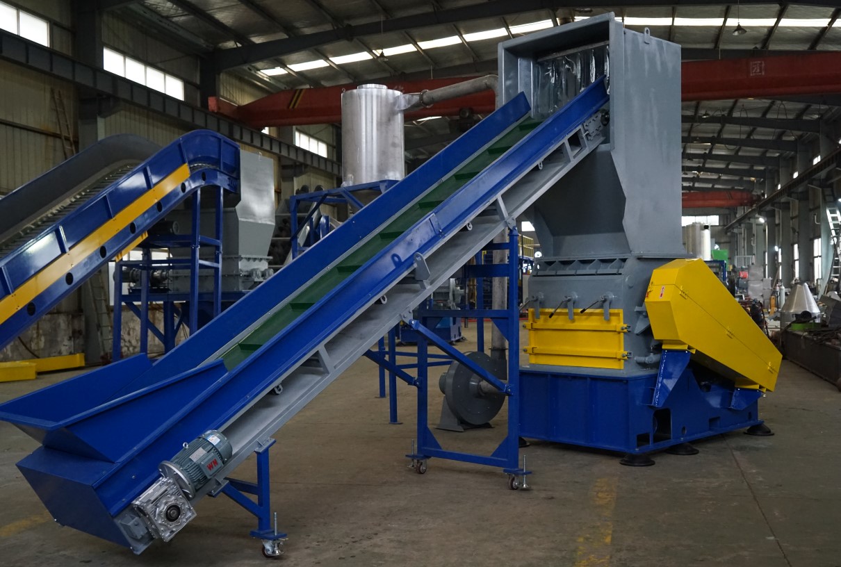 Three plastic crushing and recycling lines